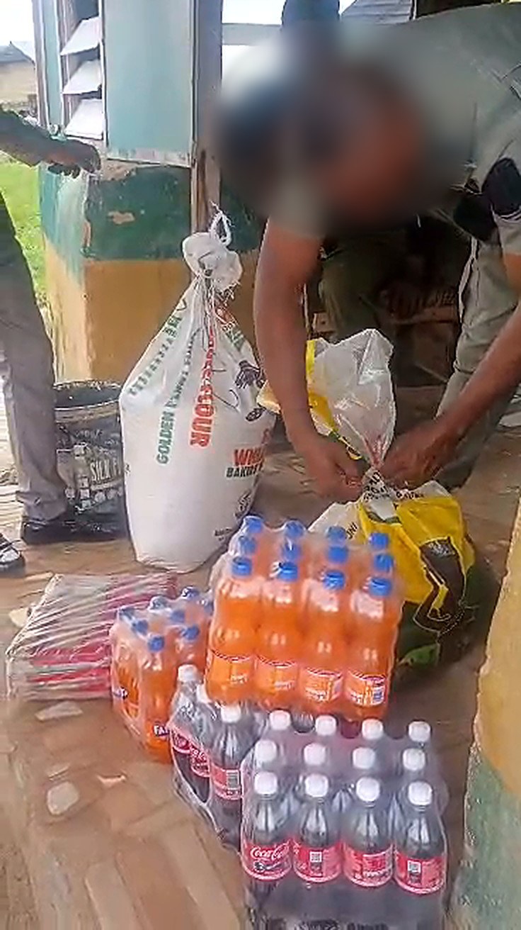 Rice, drinks and other food items donated to the inmates